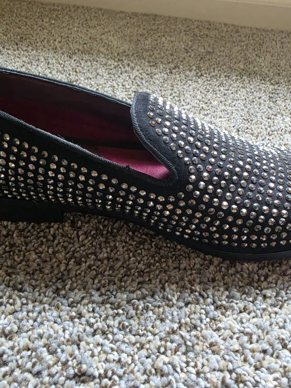 RARE Steve Madden Black Studded Slip-On Loafers